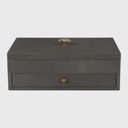 Treasure Box Grey Shagreen Leather