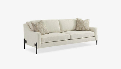 Remix 3 Seater Sofa in Husk Ivory Fabric & Braided Faux Leather