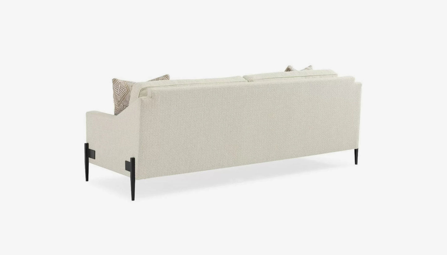 Remix 3 Seater Sofa in Husk Ivory Fabric & Braided Faux Leather