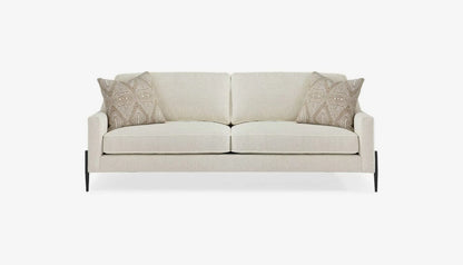 Remix 3 Seater Sofa in Husk Ivory Fabric & Braided Faux Leather