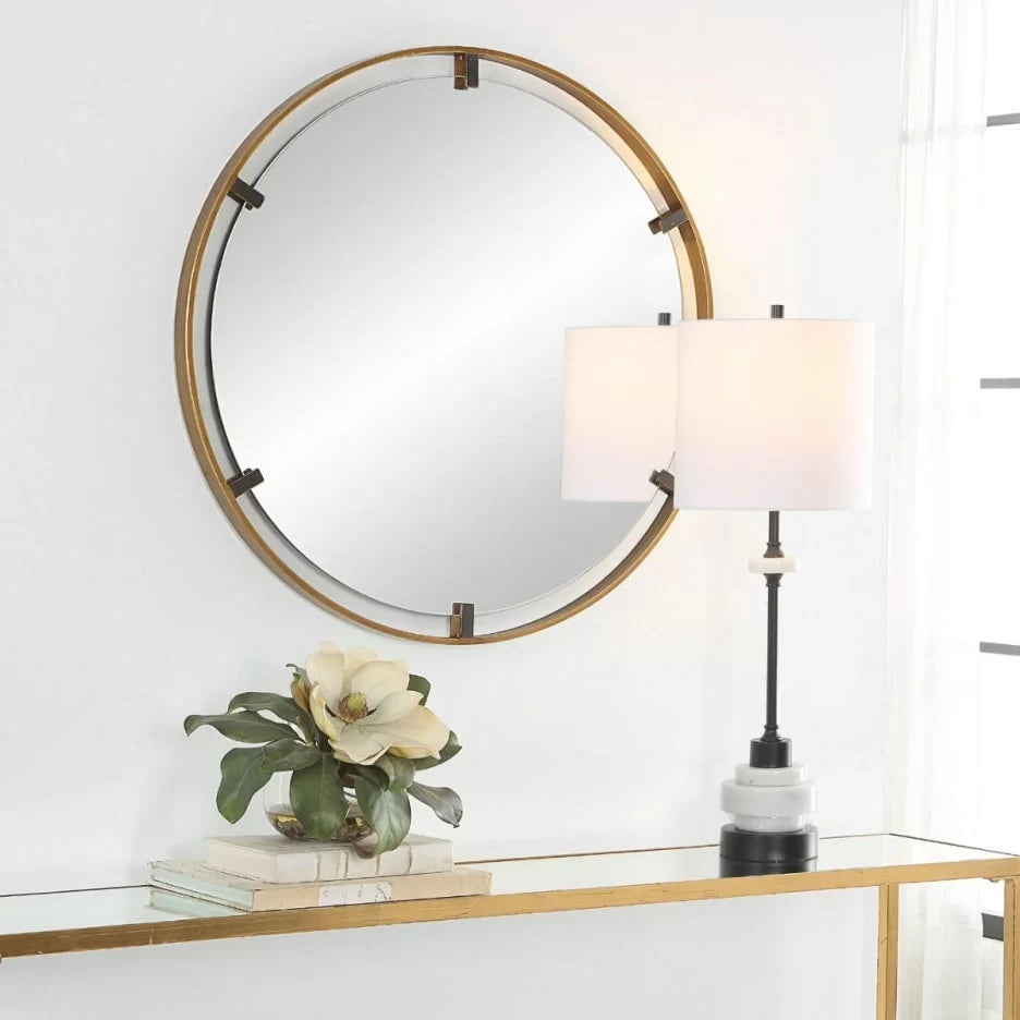 Maritime Wall Mirror in Gold & Dark Bronze Finish