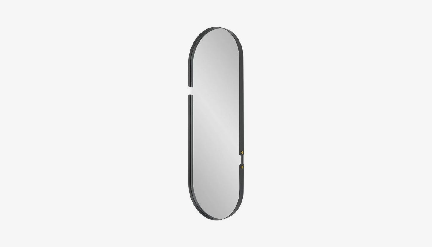 Rivet Wall Mirror in Matte Black Finish