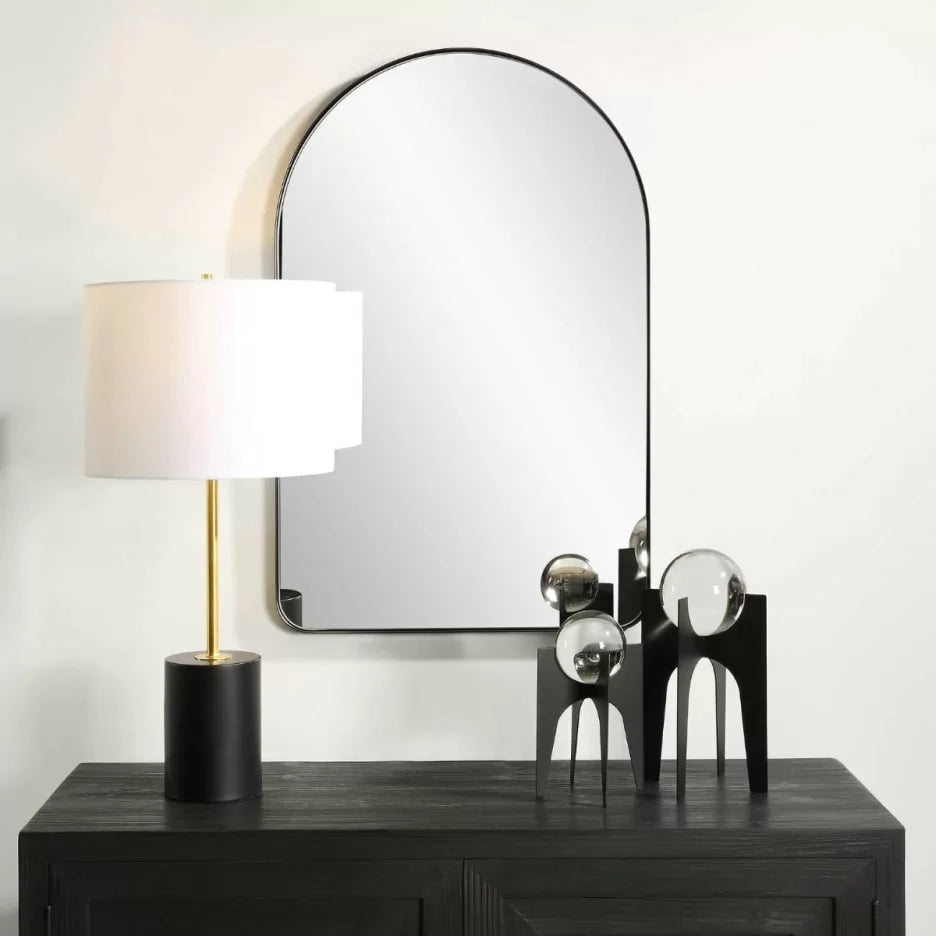 Kaitlynn Wall Mirror in Satin Black Finish