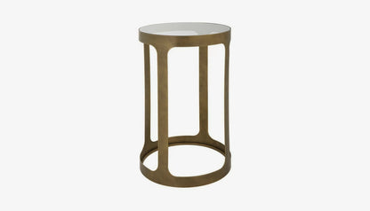 Retro Side Table in Clear Glass & Antique Gold Finish