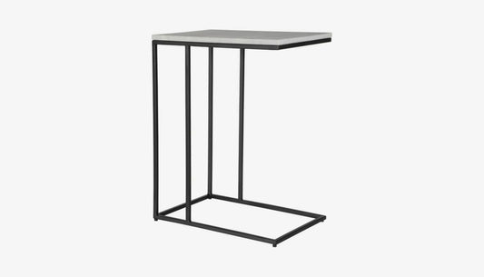 Thomas Side Table in White Marble & Black Finish