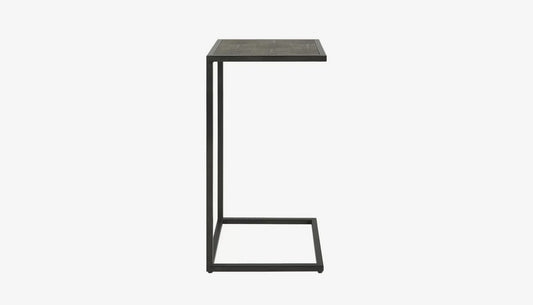 Grey Shagreen Side Table in Antique Black Finish