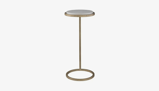 Levitate Side Table in White Marble & Aged Gold Finish